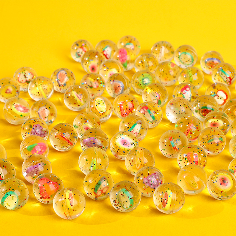 Kids Outdoor Easter Gifts - 10Pcs Fruits Theme Glitter Transparent Jumping
