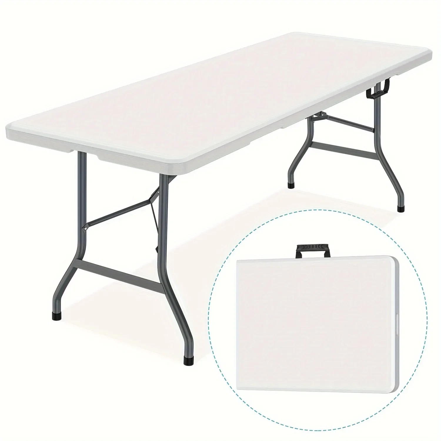 Kids Outdoor Dining Table - 6FT Spacious Plastic Folding Table Sturdy