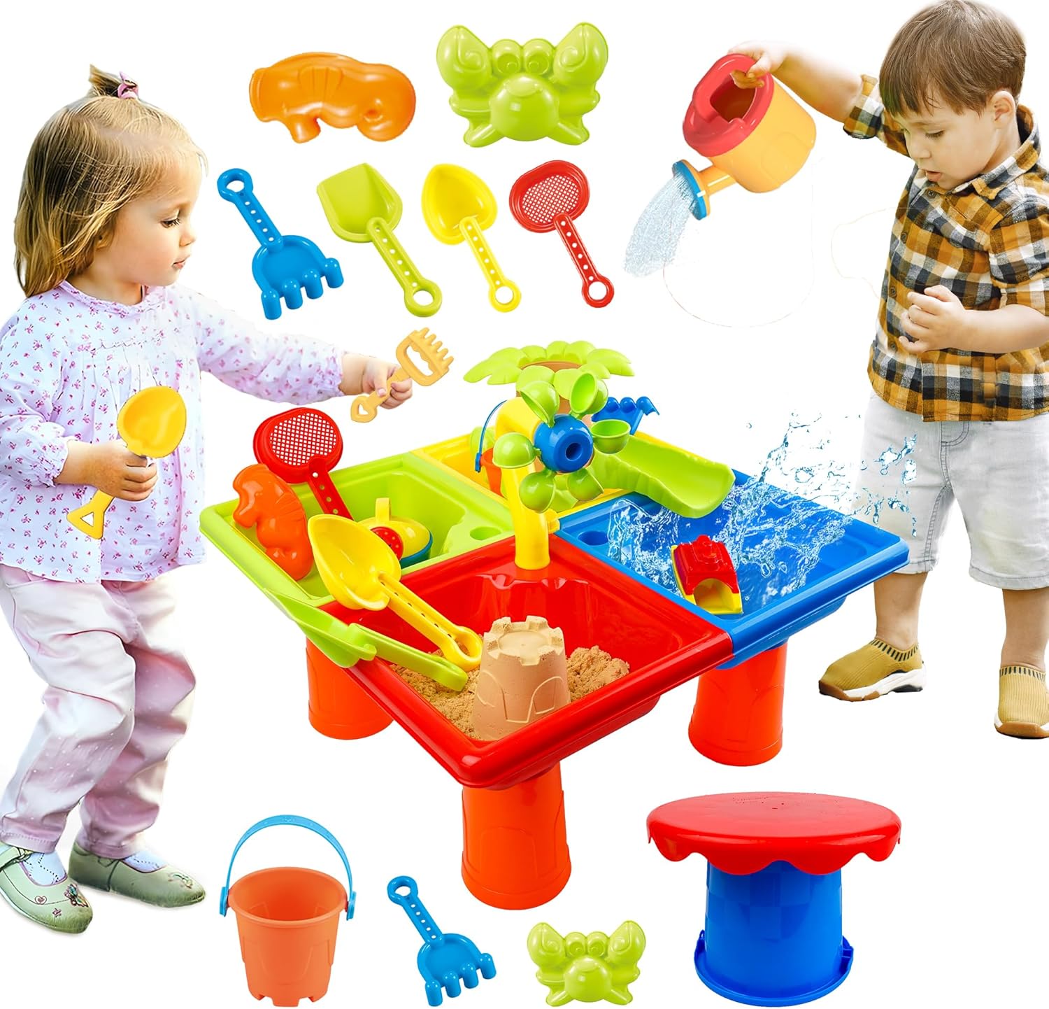 Kids Outdoor Activity Toys - 25 Pcs Summer Water Table for