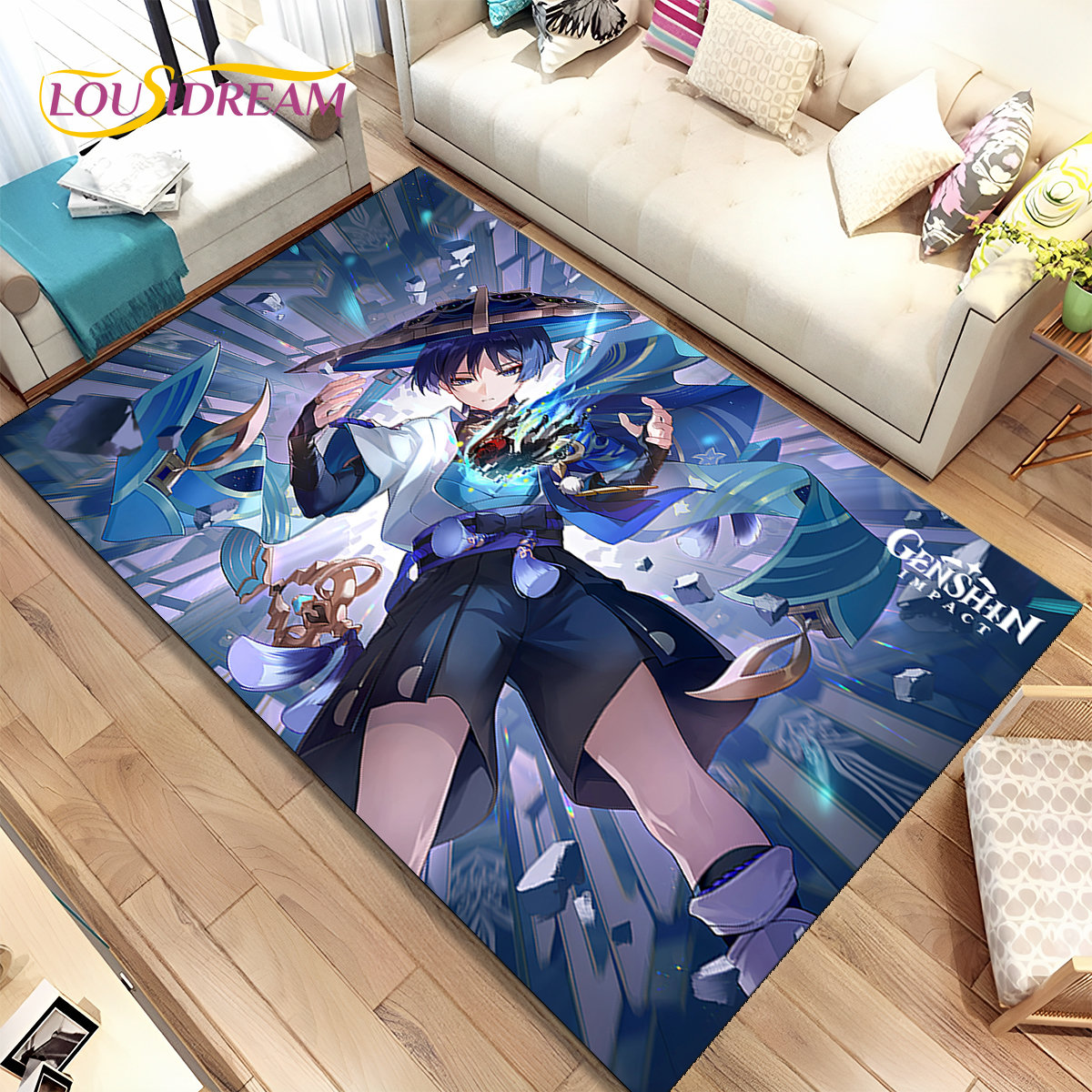 Kids Outdoor Area - Genshin Impact Cartoon Game Area Rug,Carpet