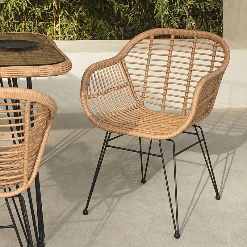 Kids Outdoor Dining Table - MOMO Ins Rattan Outdoor Balcony Three