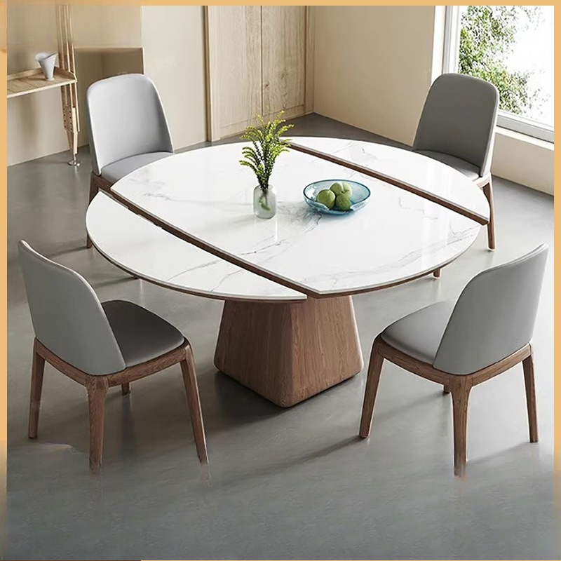Kids Outdoor Dining Table - Extendable Dining Table Round Industrial Slate