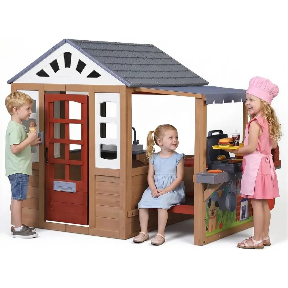 Kids Outdoor Bbq - Kids Outdoor Wooden Playhouse, CeWooden Play