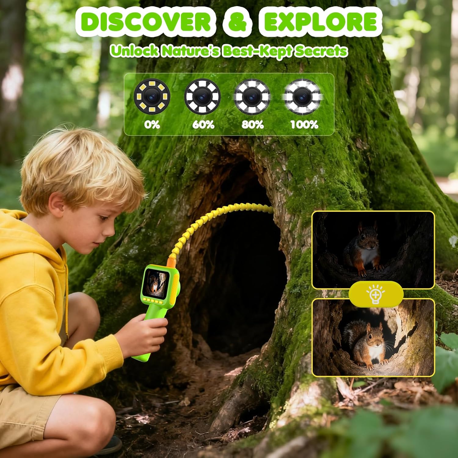 Kids Outdoor Explorer Kit - Endoscope for Kids, Borescope Snake Camera