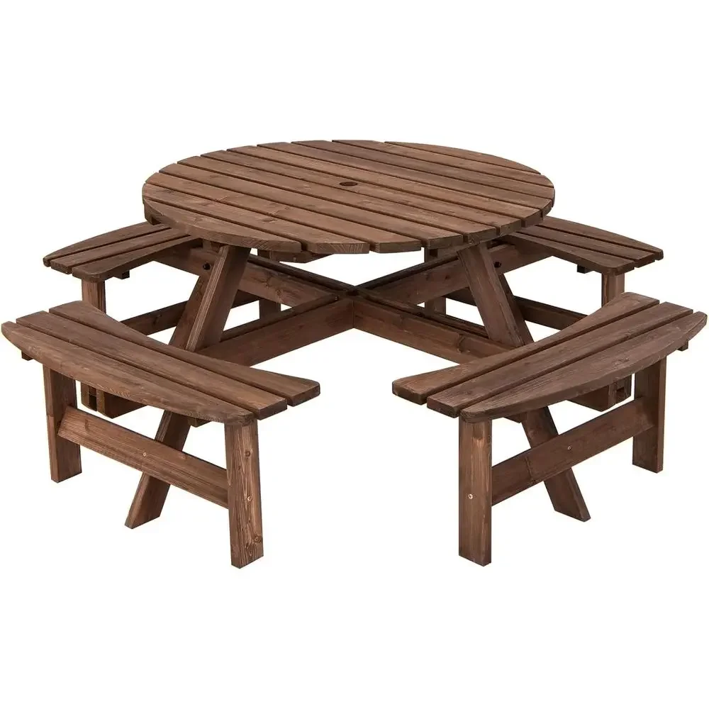 Kids Outdoor Bench With Umbrella - Wooden Picnic Table Set with Wood
