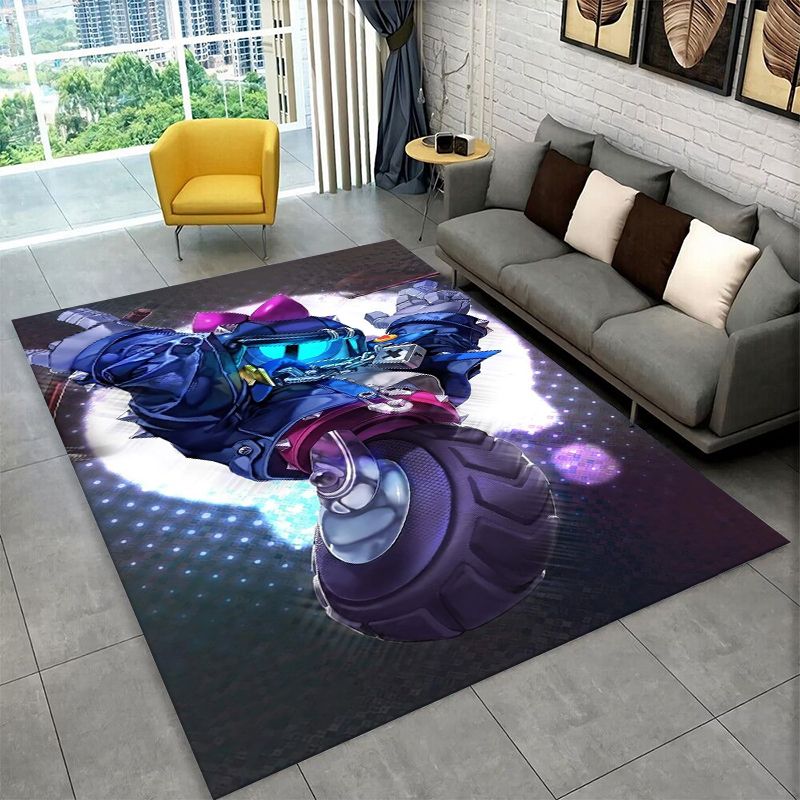 Kids Outdoor Area - Cartoon B-Brawl Game Non-Slip Area Rug
