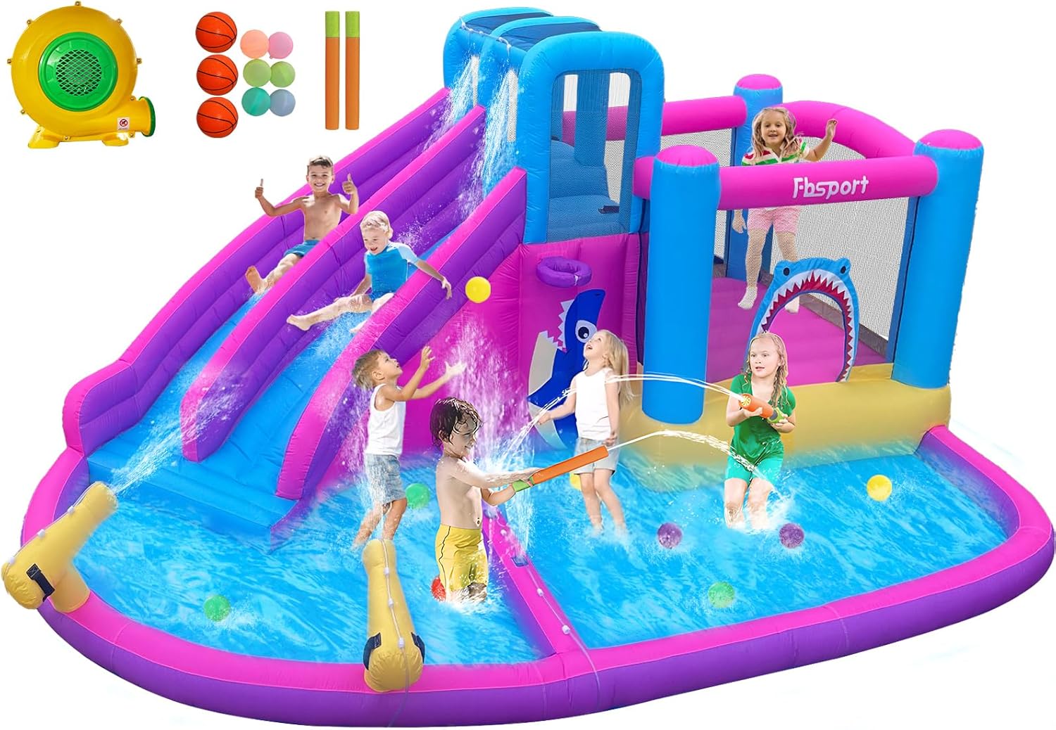 Kids Outdoor Climbing - Twin Water Slides Inflatable Bounce House