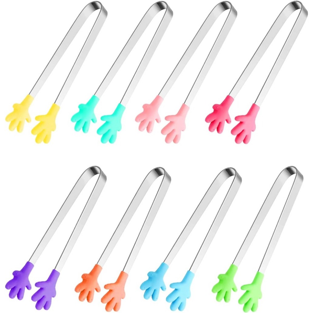 Kids Outdoor Bbq - 8PCS Silicone Mini Tongs 5Inch Hand