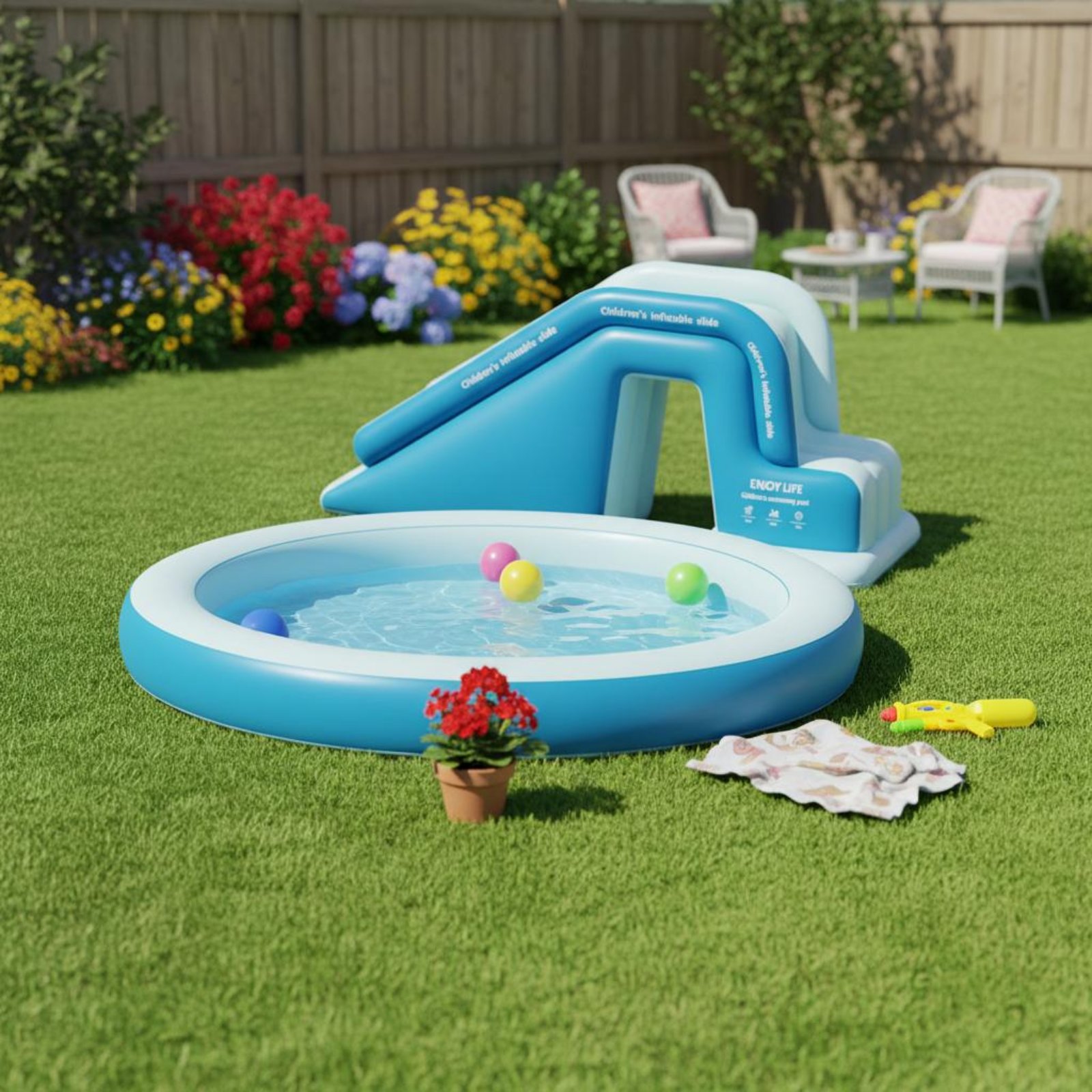 Inflatable Pool Slide Foldable - Kids Outdoor Water Toys review and price