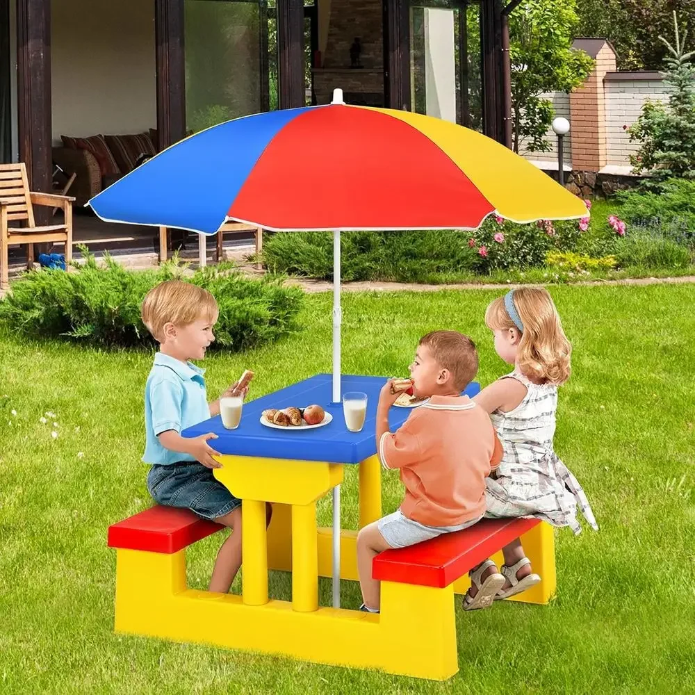Multicolor Outdoor Kids Picnic - Kids Outdoor Bench With Umbrella review and price
