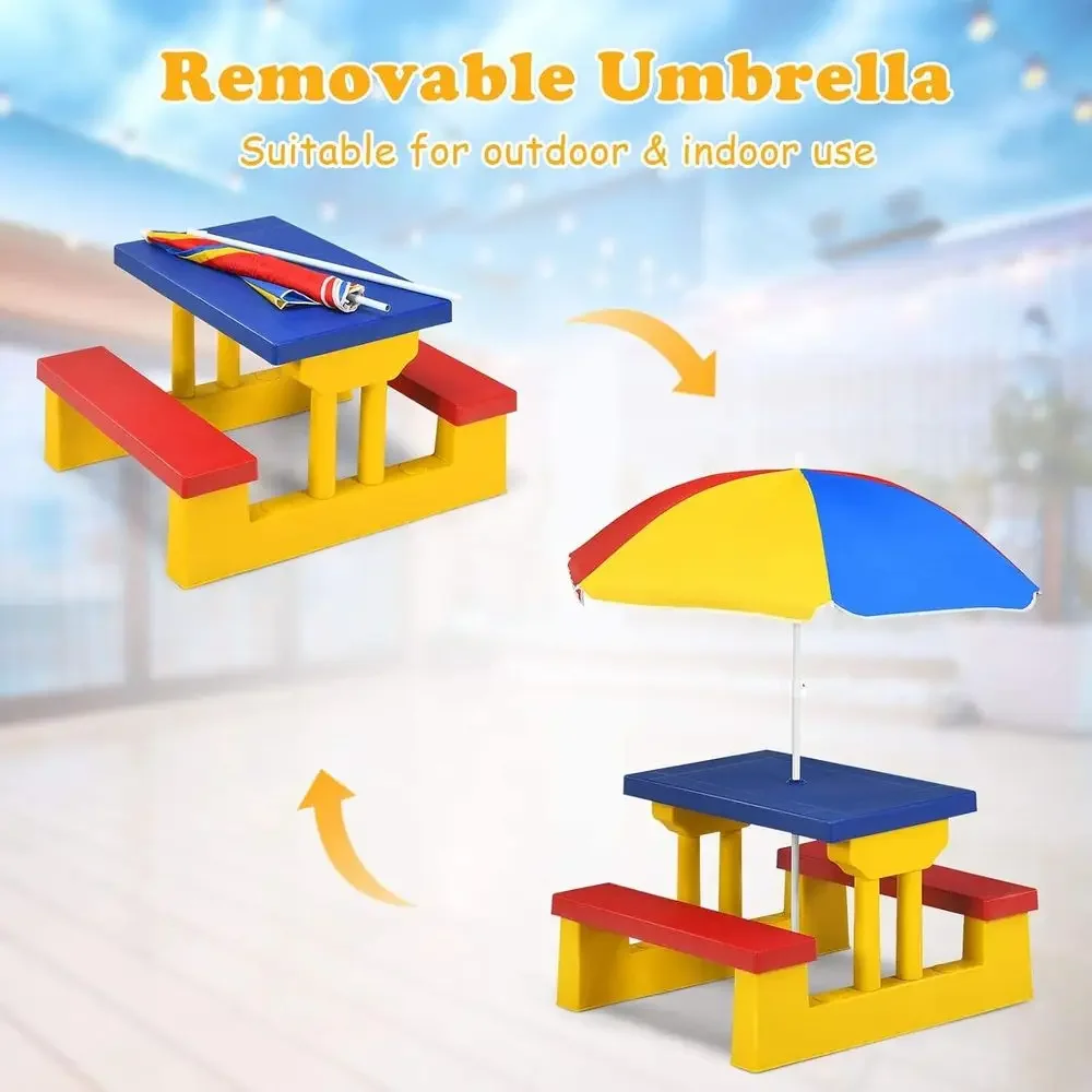 Multicolor Outdoor Kids Picnic - Kids Outdoor Bench With Umbrella review and price