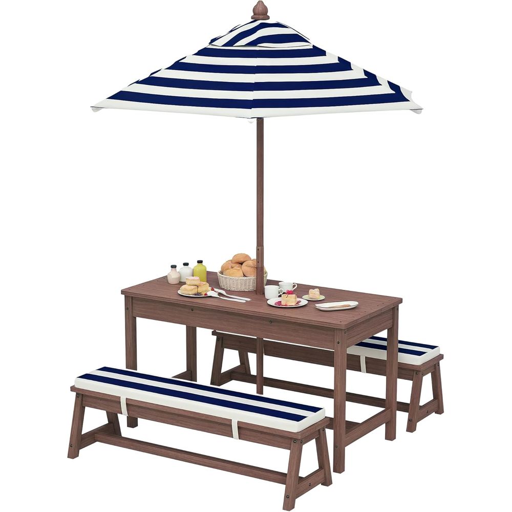 Qaba Kids Picnic Table, Outdoo - Kids Outdoor Bench With Umbrella review and price