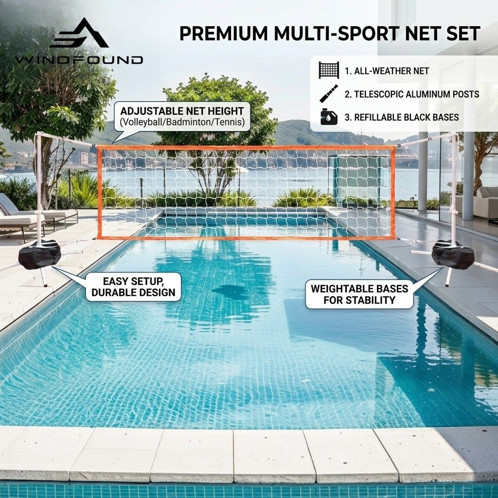 Adjustable Pool Volleyball Net - Kids Outdoor Volleyball Net review and price