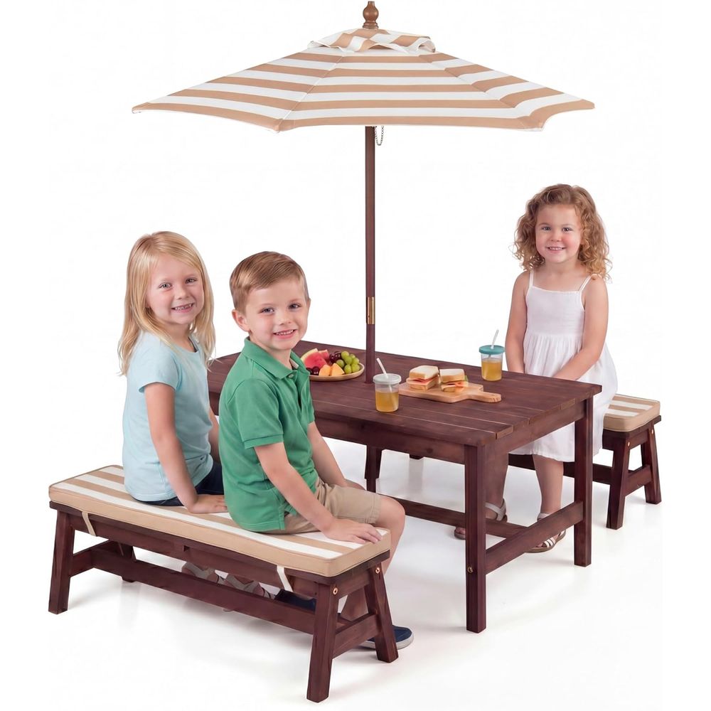Kids Picnic Table, Large 42“x  - Kids Outdoor Bench With Umbrella review and price