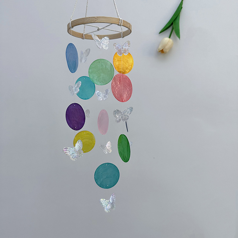 Butterfly Seashell Wind Chimes - Kids Outdoor Fairy Garden review and price
