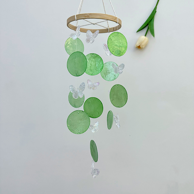 Butterfly Seashell Wind Chimes - Kids Outdoor Fairy Garden review and price