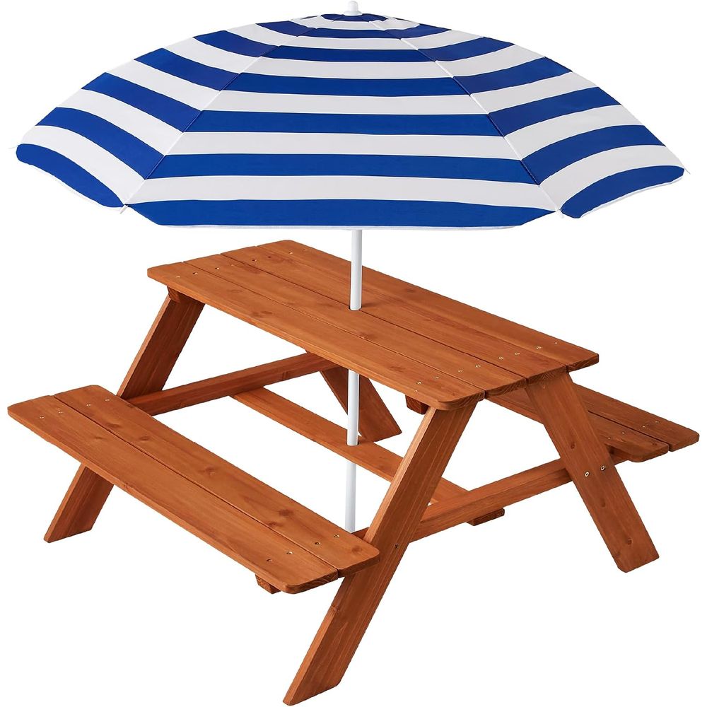 Wooden Kids Picnic Table with  - Kids Outdoor Bench With Umbrella review and price