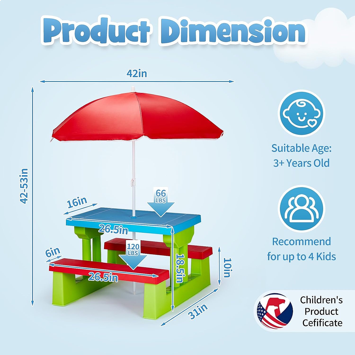 JOYMOR Kids Picnic Table with  - Kids Outdoor Bench With Umbrella review and price