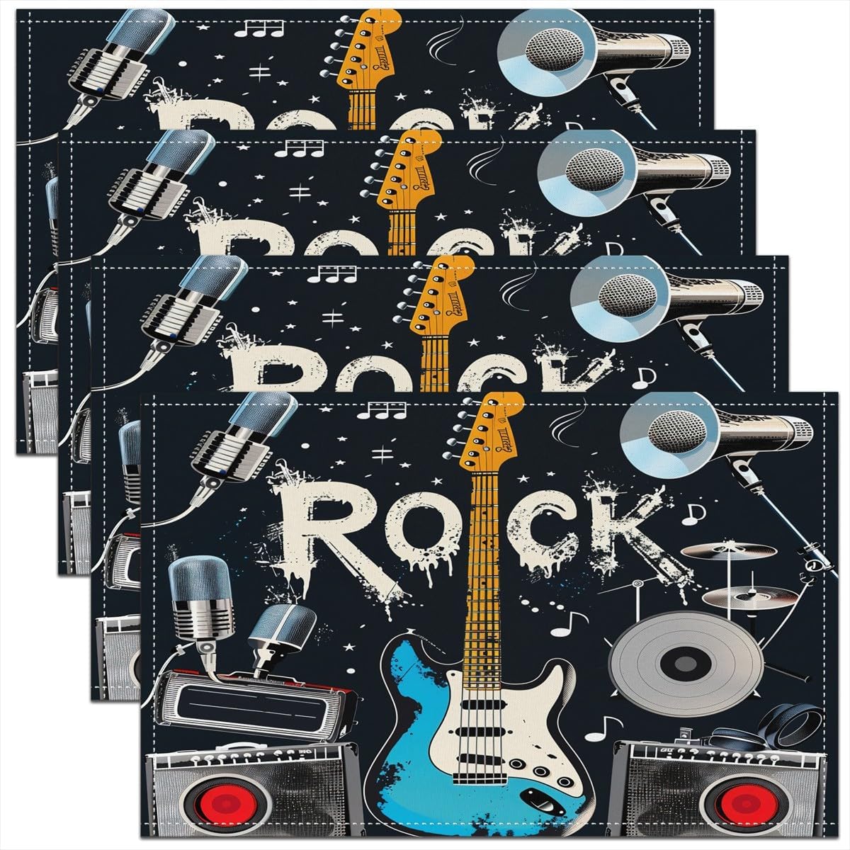 Rock Music Placemats Set of 4  - Kids Outdoor Dining Table review and price