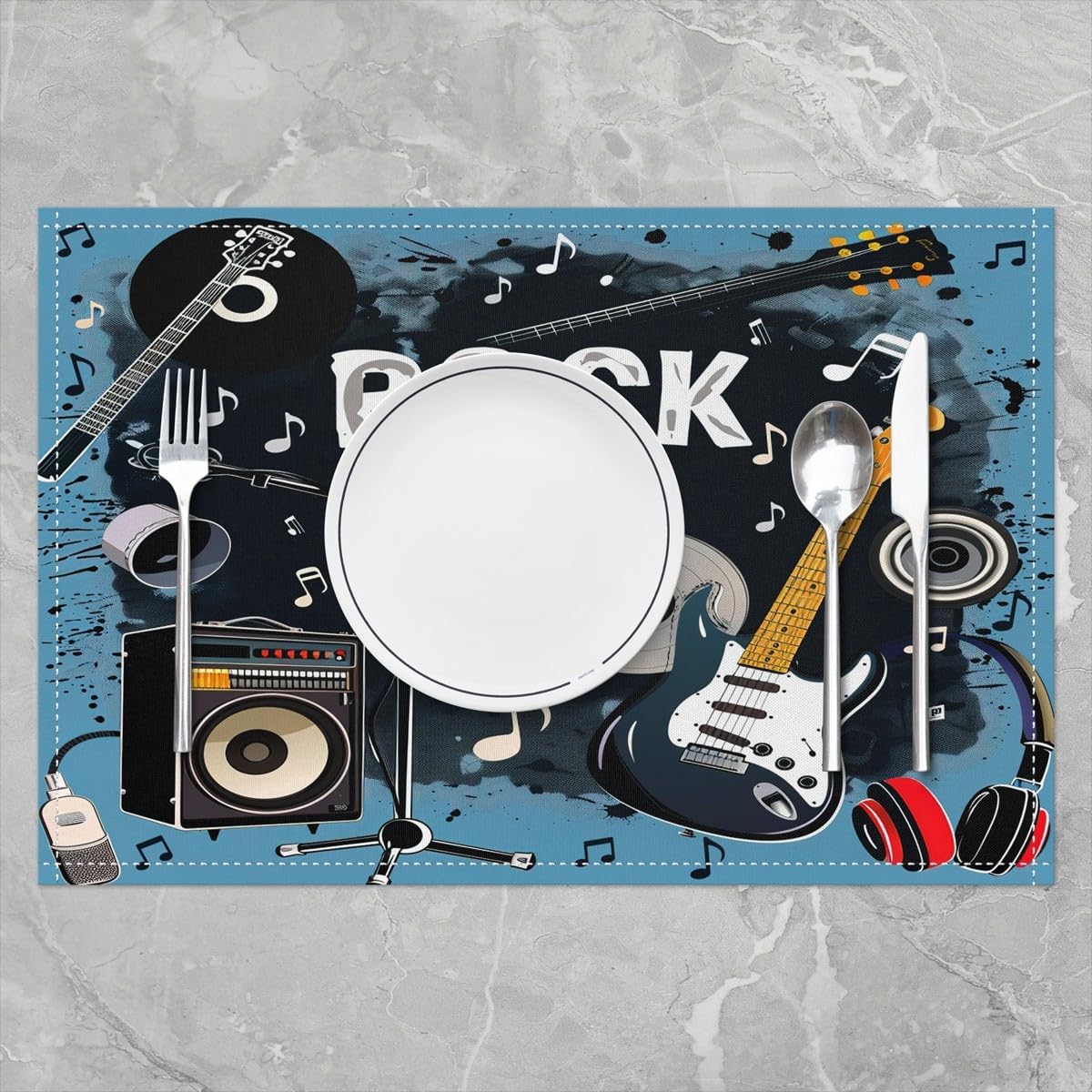 Rock Music Placemats Set of 4  - Kids Outdoor Dining Table review and price
