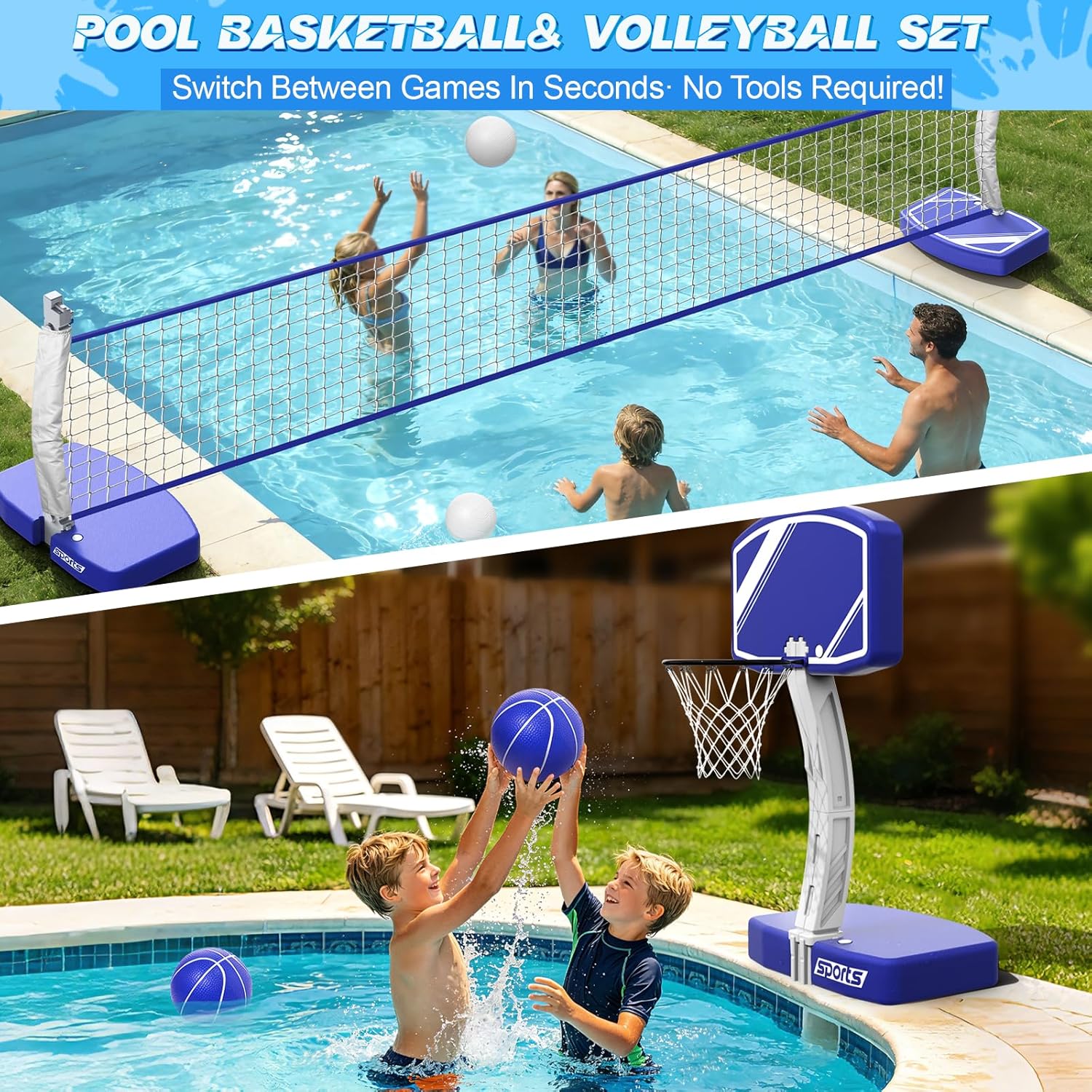 2-in-1 Pool Basketball Hoop an - Kids Outdoor Volleyball Net review and price