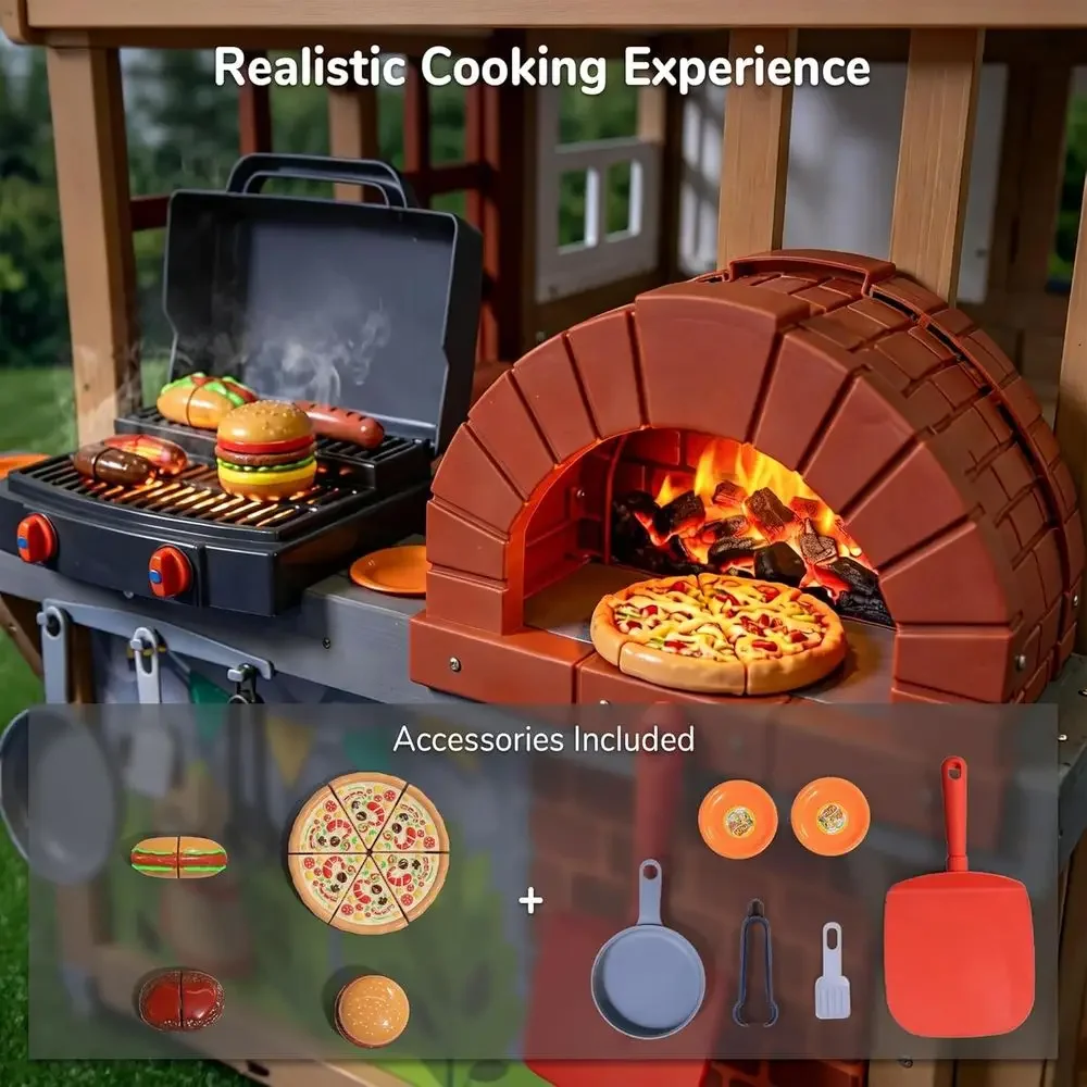 Kids Outdoor Wooden Playhouse, - Kids Outdoor Bbq review and price