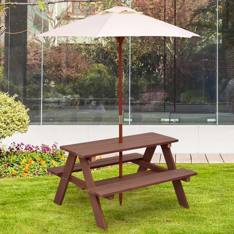 Outdoor 4-Seat Kids Picnic Tab - Kids Outdoor Bench With Umbrella review and price