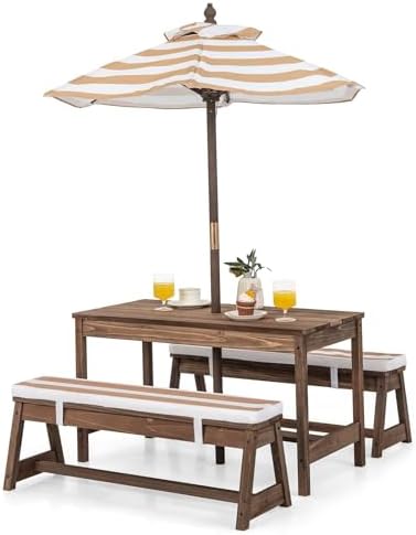 Kids Picnic Table, Outdoor Woo - Kids Outdoor Bench With Umbrella review and price