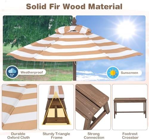 Kids Picnic Table, Outdoor Woo - Kids Outdoor Bench With Umbrella review and price