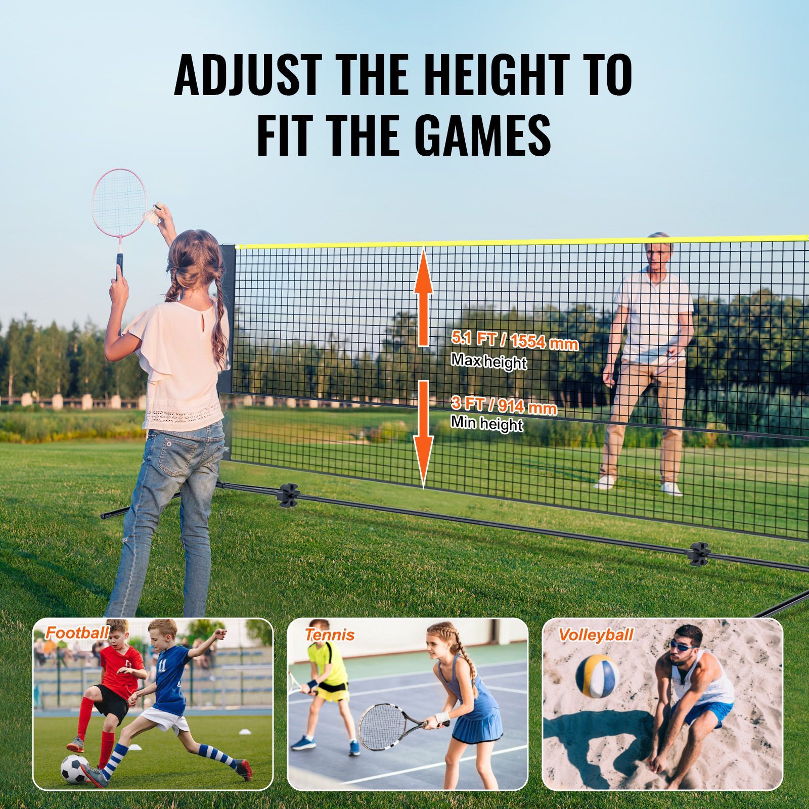 Badminton Net, Height Adjustab - Kids Outdoor Volleyball Net review and price