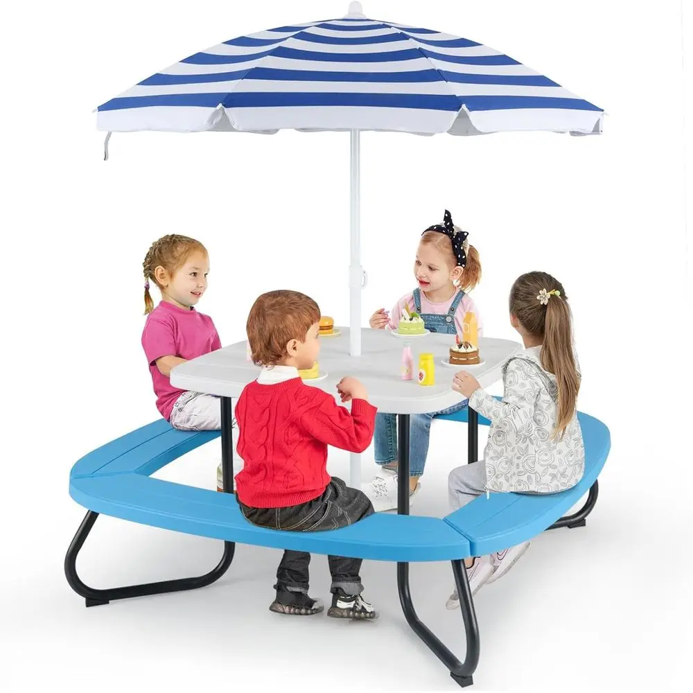 8-Person Kids Picnic Table wit - Kids Outdoor Bench With Umbrella review and price