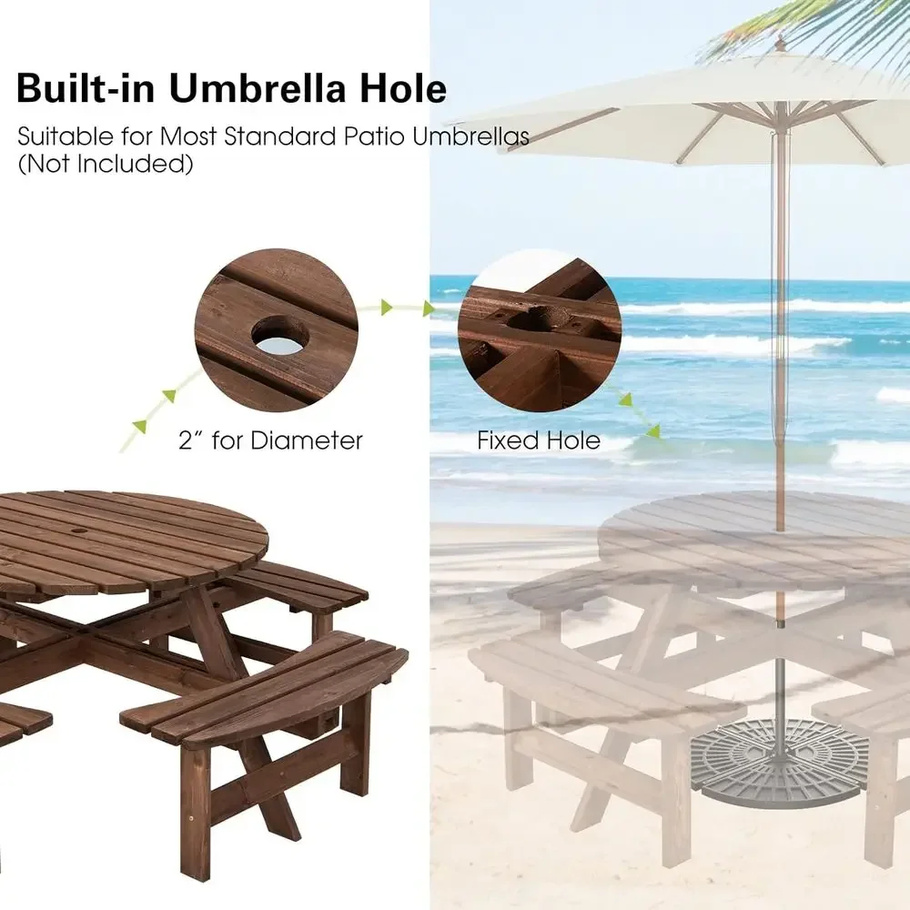 Wooden Picnic Table Set with W - Kids Outdoor Bench With Umbrella review and price