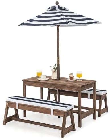 Kids Picnic Table, Outdoor Woo - Kids Outdoor Bench With Umbrella review and price