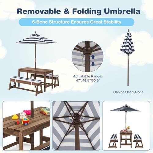 Kids Picnic Table, Outdoor Woo - Kids Outdoor Bench With Umbrella review and price
