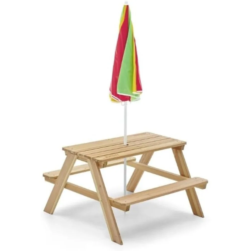 Wooden Kids Picnic Table Outdo - Kids Outdoor Bench With Umbrella review and price