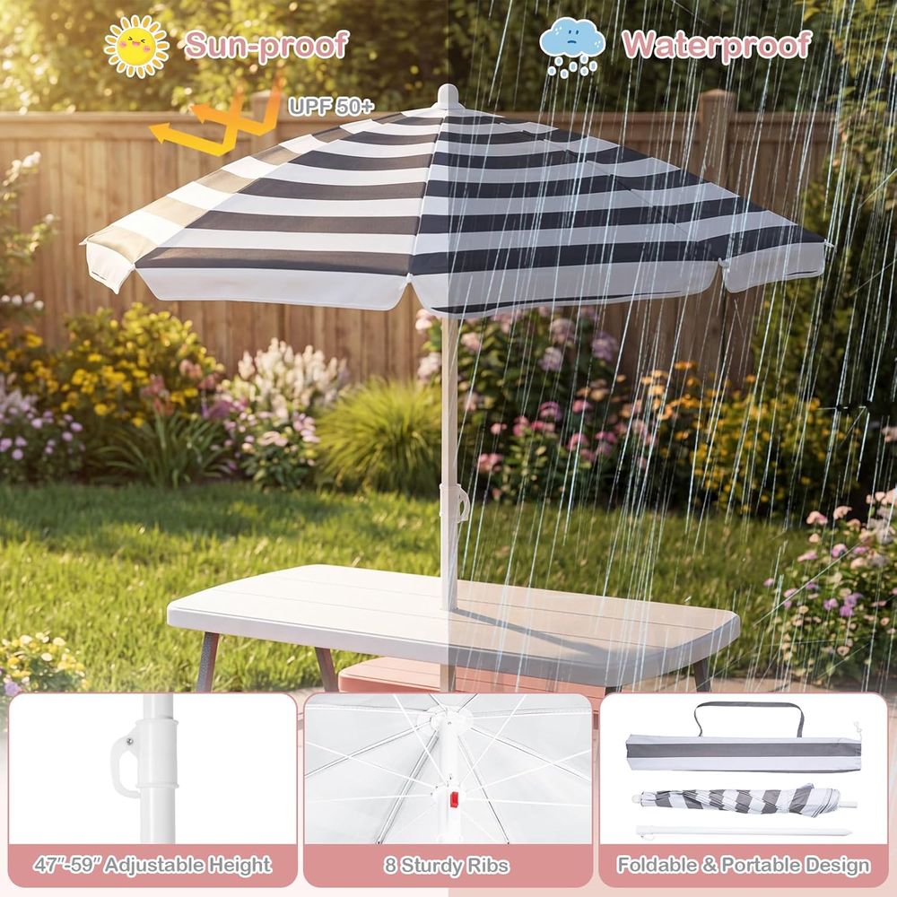 Kids Picnic Table, Toddler Out - Kids Outdoor Bench With Umbrella review and price